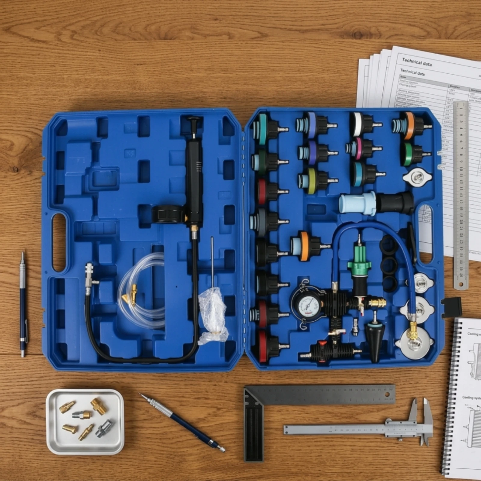 Water Tank Leak Tester Kit Sturdy Pressure Testing Pump with Gauge Cooling System Pressure Tester with Case Heavy Duty view 5