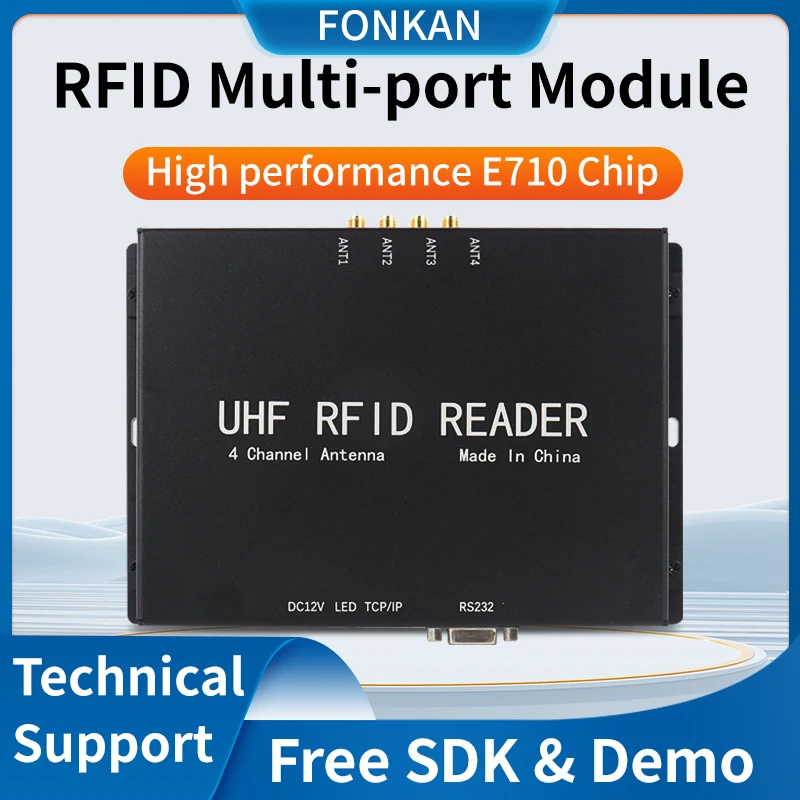 

4/8/16-портовый фиксированный считыватель карт доступа UHF RFID дальнего действия с RS232 TCP/IP для антенны UHF RFID