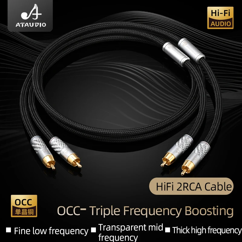 

One Pair HiFi 2RCA Audio Cable for Amplifier CD Hi-end OCC Core Carbon Fiber Gold-plated Plug 2RCA Male to 2RCA Male Cable