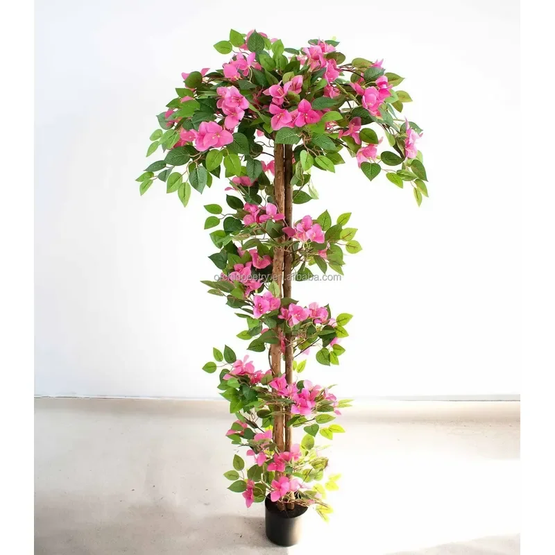 210cm Artificial Silk Plum Blossom Tree Rose Red Faux Bonsai for Wedding Home Garden Door Decoration Eco Friendly