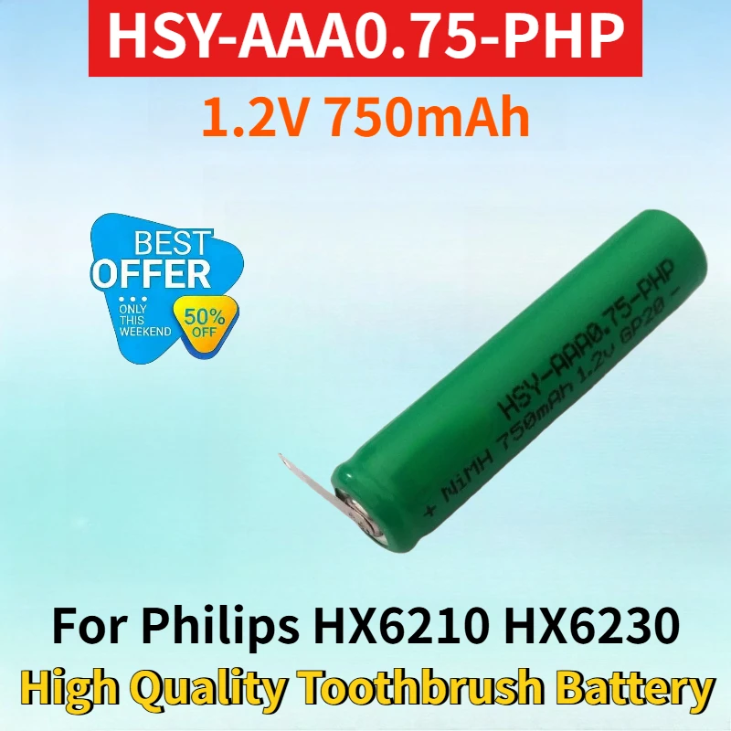 HSY-AAA0.75-PHP 1.2V 750mAh NiMH Rechargeable Battery Pack for Philips HX6210 HX6230 High Quality Electric Toothbrush Battery