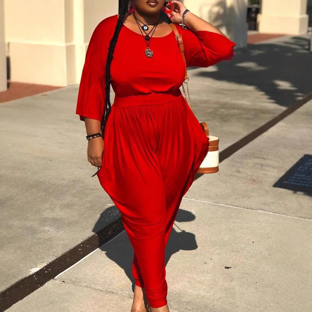 

Женская одежда, новый однотонный свободный комплект из двух предметов, топ с круглым вырезом и длинными рукавами, блузка и широкие эластичные брюки, брюки