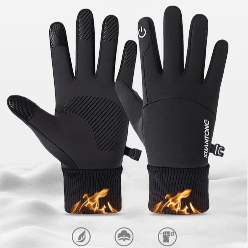 

Зимние теплые перчатки, водонепроницаемые мужские перчатки, противоскользящие велосипедные перчатки с сенсорным экраном, нескользящие теплые спортивные лыжные женские перчатки на открытом воздухе
