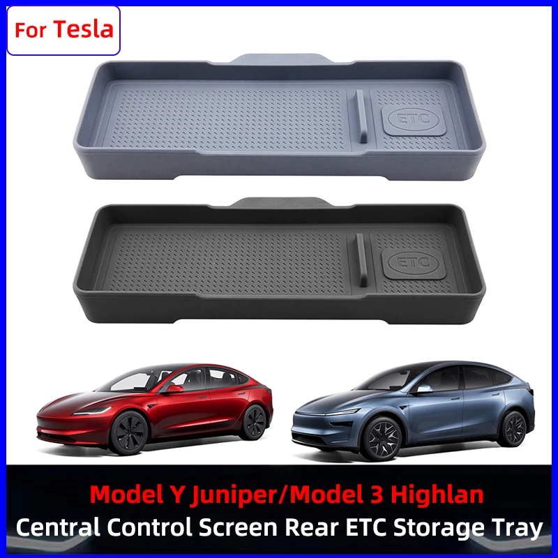 

Model Y Juniper 2025 2026 Dashboard Storage Box Central Control Screen Rear Storage Tray for Tesla Model 3 Highland Accessories