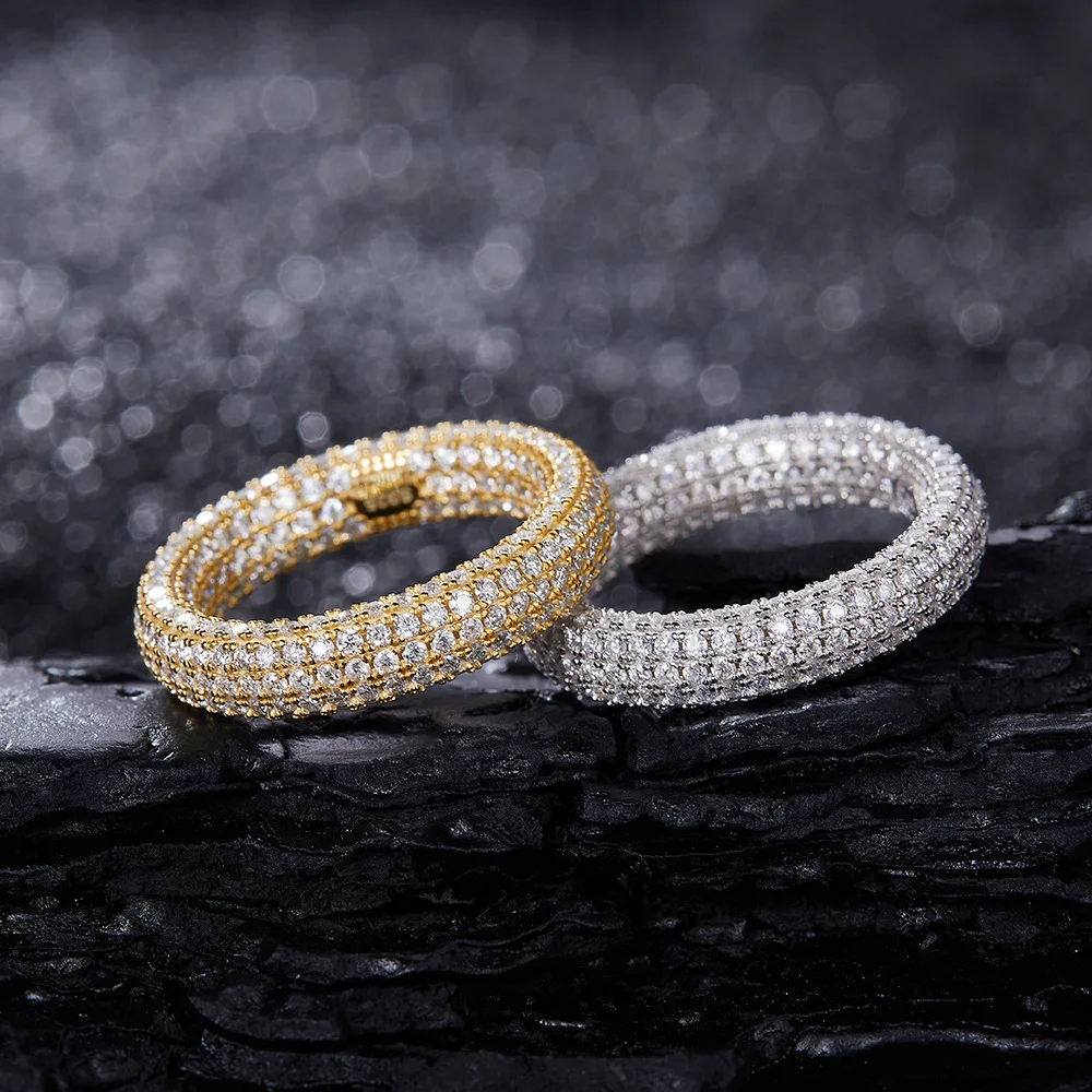 

925 Sterling Silver Pass Diamond Test GRA Certification Real Moissanite Ring European And American Hip Hop Men And Women Rings