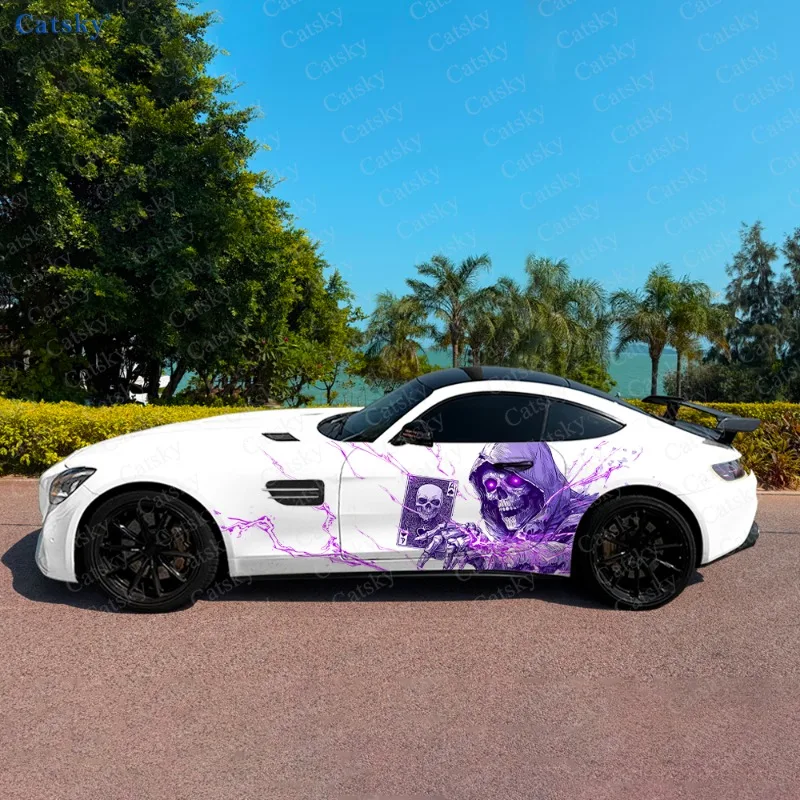 

Lightning Cloak Skeleton Car Side Sticker Decor, PVC Waterproof Scratch Resistant Decal, Car Protection, Auto Accessories Gift