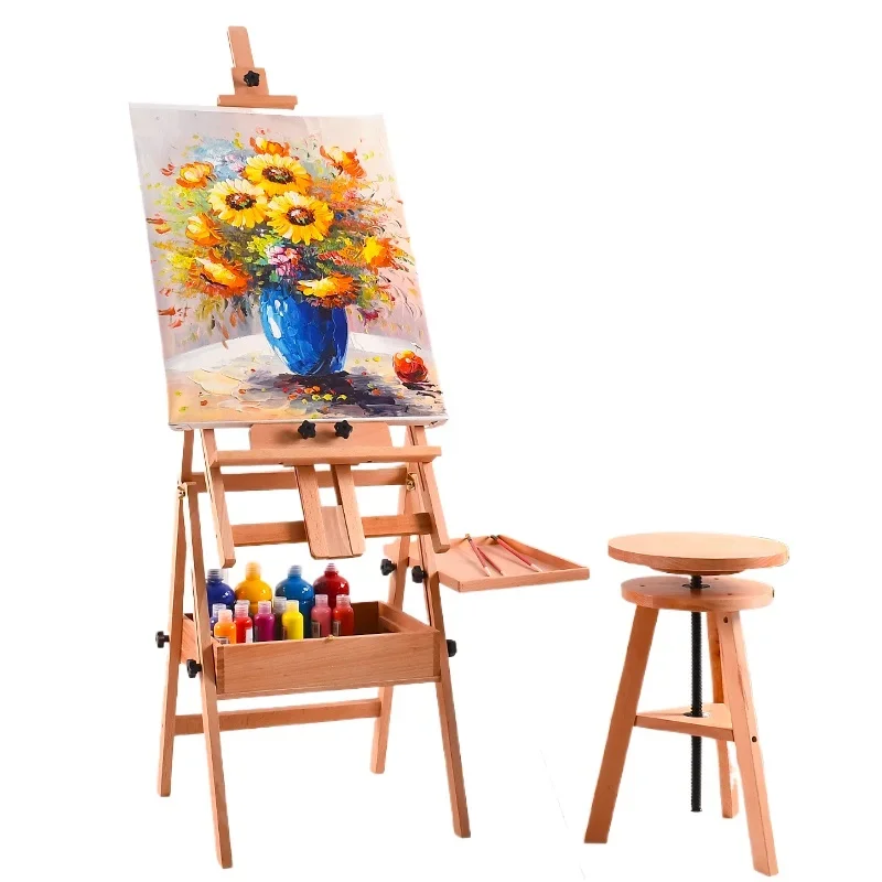 

Professional Beech Wood Adjustable Artist Easel for Sketch Oil Painting Deluxe Heavy Duty Studio Wooden Easels