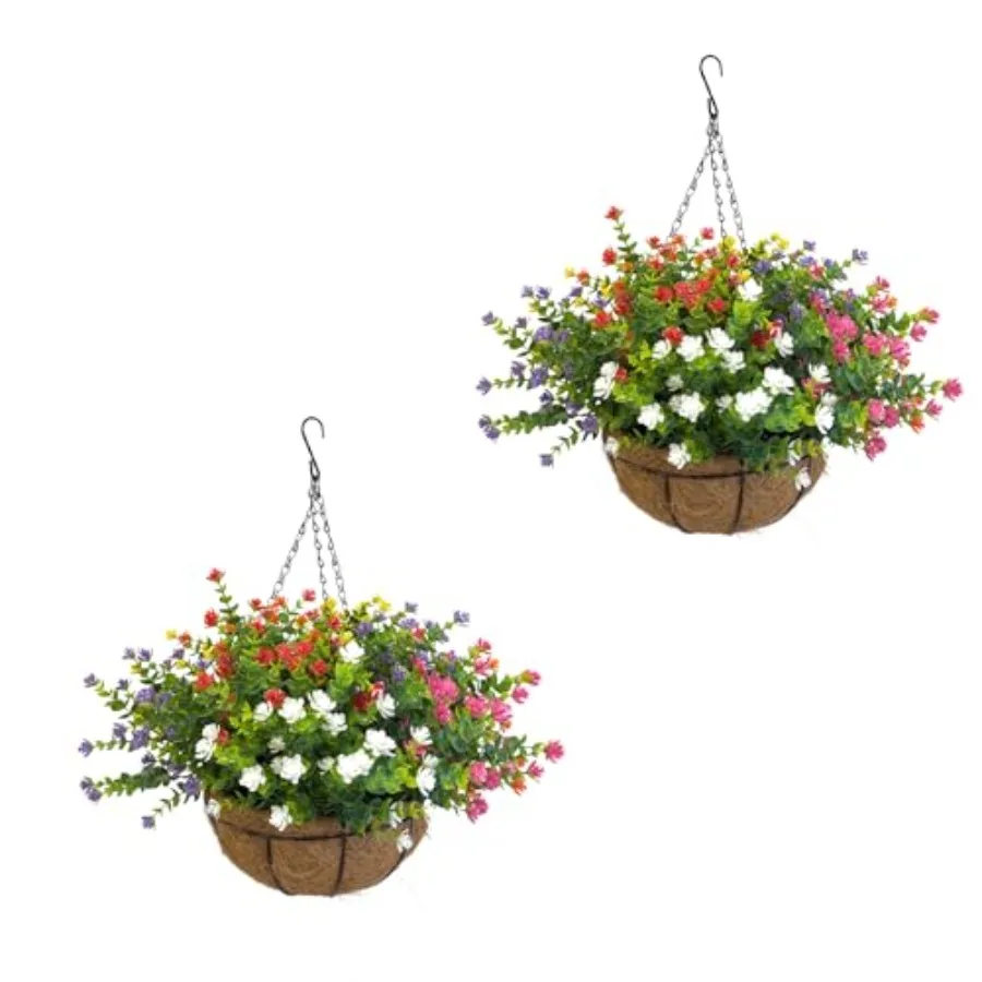 

Искусственные подвесные растения с корзиной, 2 шт., имитация подвесных растений для улицы, желтые, фиолетовые, белые, оранжевые, розовые, красные, для улицы