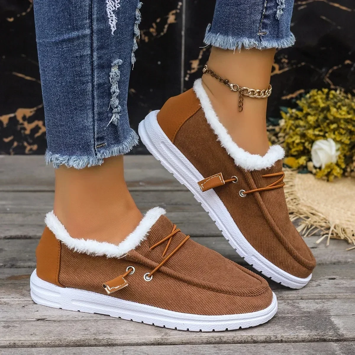 Lässige Flache Baumwollstiefel Winter Neue Sport-Plateau-Mode Arbeitsschuhe Damen Winter Neue Luxuriöse Plüschstiefel – Detail 5