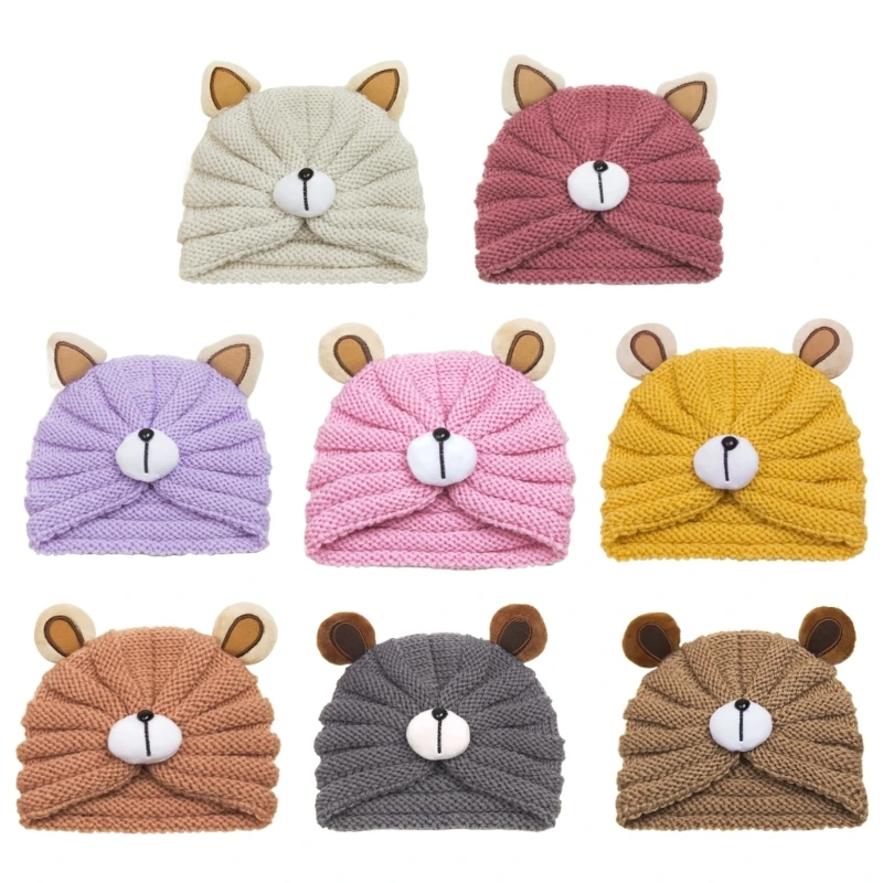 

Stylish Baby Turban Hat for Fall & Winter Bear Ear Knitted for Boys Girls Essential Winter Headwear for School