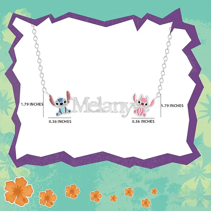 Disney Lilo & Stitch Necklace Metal Melany Figures Stitch Pendant Jewelry Neck Chain Ornament Jewelry Handmade Birthday Gifts