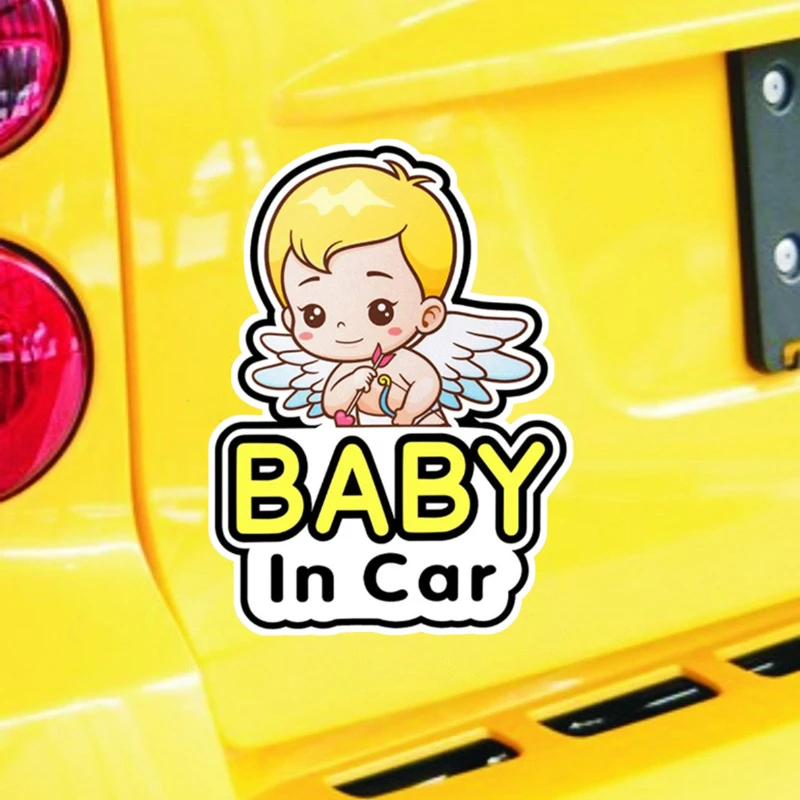 

NEW Car Sticker Baby In Car Car Sticker Set Cupid Angel Design Decal Waterproof for Car Window Safety Notice
