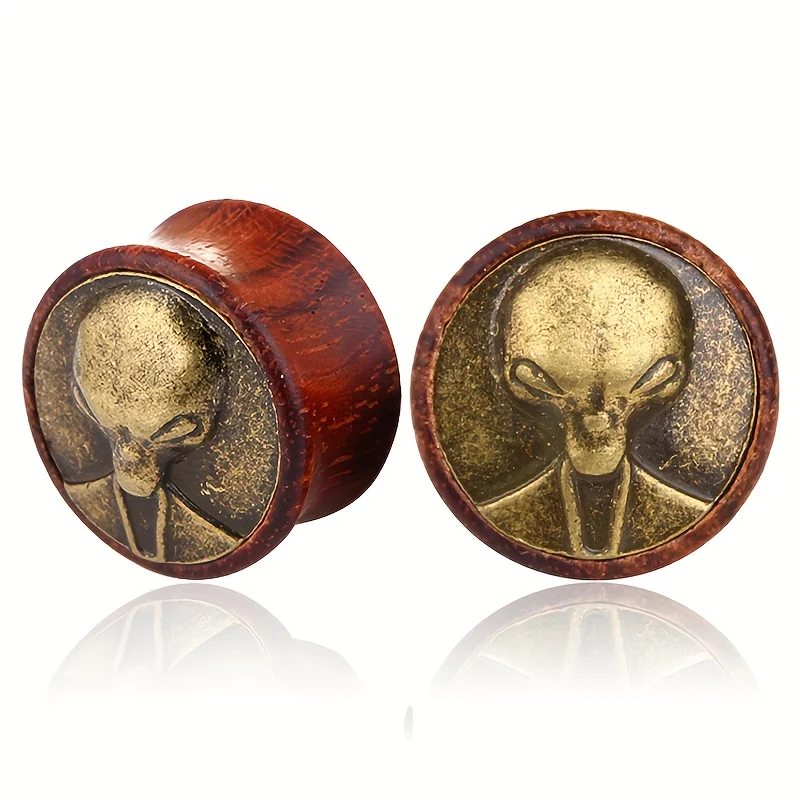 

1 Pair Vintage Alien Wood Ear Plugs Piercing Earring Men Women Expander Gauges Plug Flesh Tunnel Body Piercings Jewelry 8-20mm