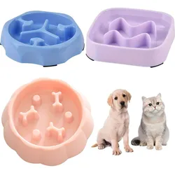 Pet quadrado tigela de alimentação lenta, Anti-Asfixia, Dog Puzzle Food Bowl, Bacia de água, Recipiente de beber anti-viragem