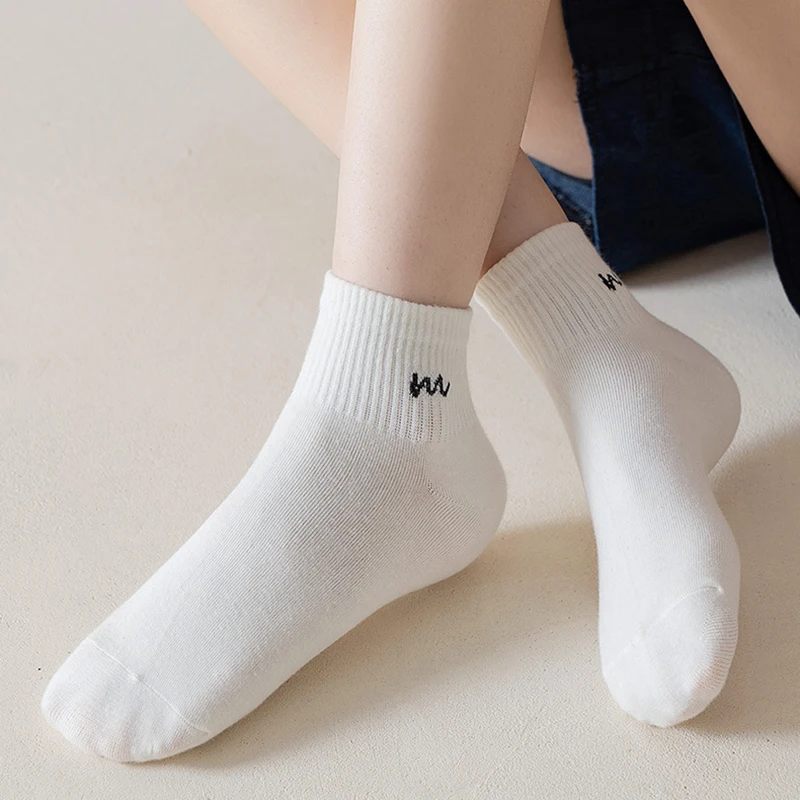5/10 Pairs Women Letter Printed short Socks Soft Comfortable Spring and Summer Seasons Sweating Breathable Leisure Sports Socks image 4