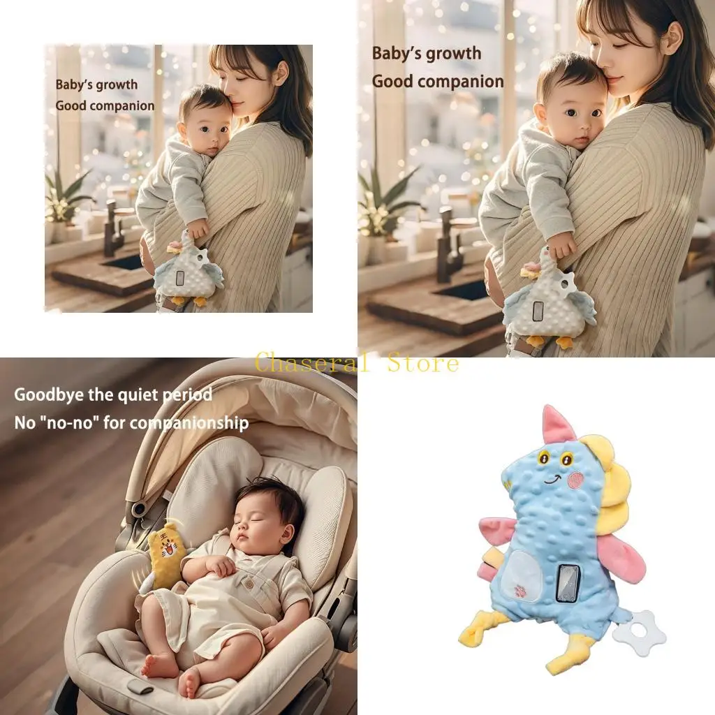 E7CE Infant Soothing Toy Rechargeable Design Plush Fabric Cartoon Baby Sleep Assist