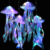 16*40cm Colorful Jellyfish Lantern Glowing Jellyfish Handheld Lamp Undersea Theme Birthday Party Decoration Baby Shower Supplies