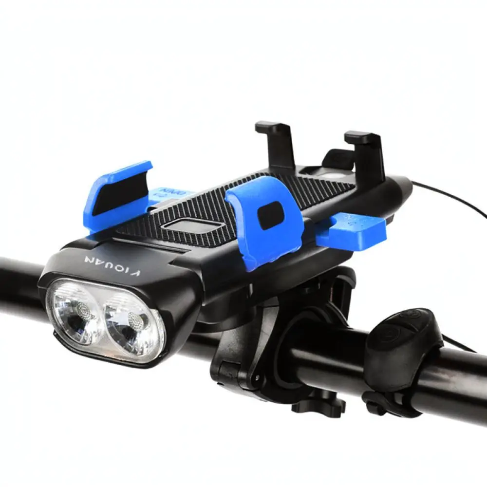 Cycling Bike Light With Phone Mount Integrated Horn Powerful LED Headlamp Rechargeable MTB Road Bike Safety Equipment
