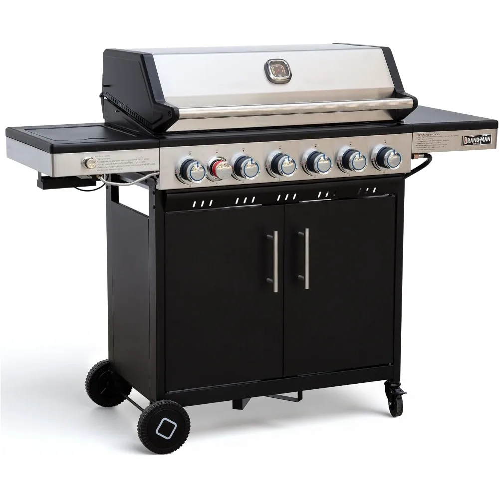 6-Burner Propane Gas Grill 12,000 BTU Infrared Sear Side Burner