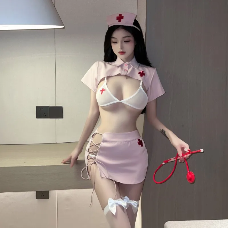 

Sexy Lingerie Sets for Women Lace Thong Set Role-Playing Nurse Uniform Deep V Backless Sexy Spicy Girl Hot Cosplay Sexy Costumes