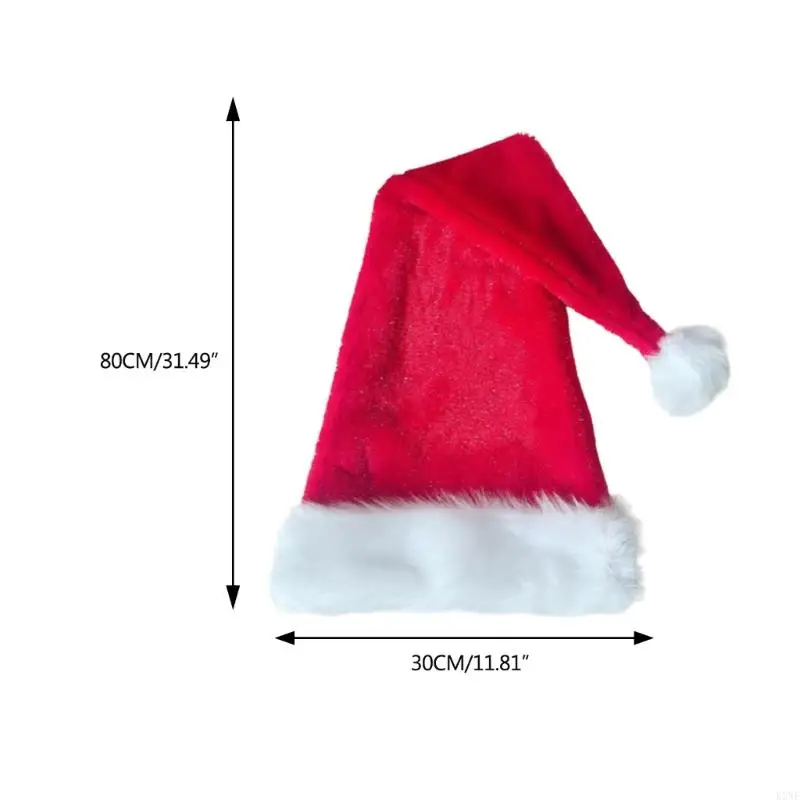 K3NF عيد الميلاد عيد الميلاد قبعة سانتا مع حافة بيضاء لحفلات العطلات التي تعطي اللطف #6