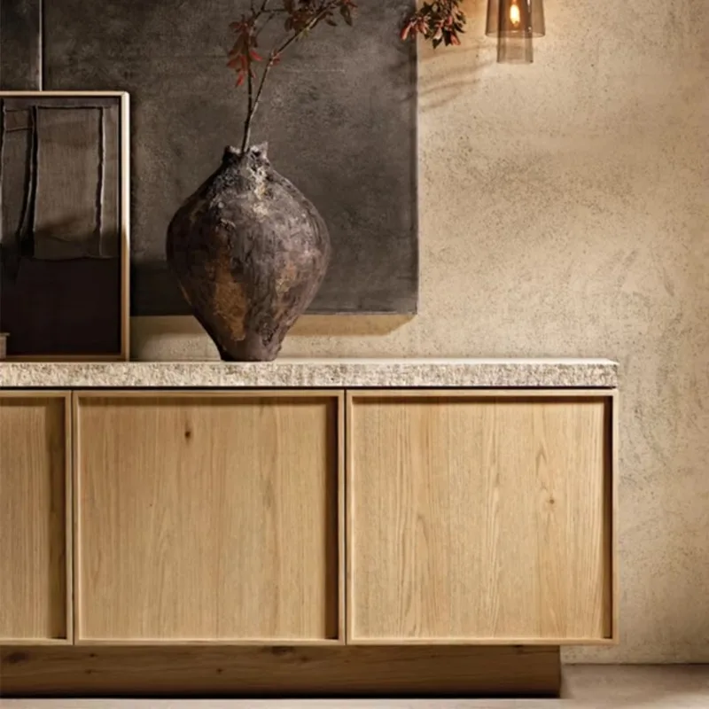 Mobili per organizer da cucina moderni, posate in legno, armadietto a buffet con doppia anta