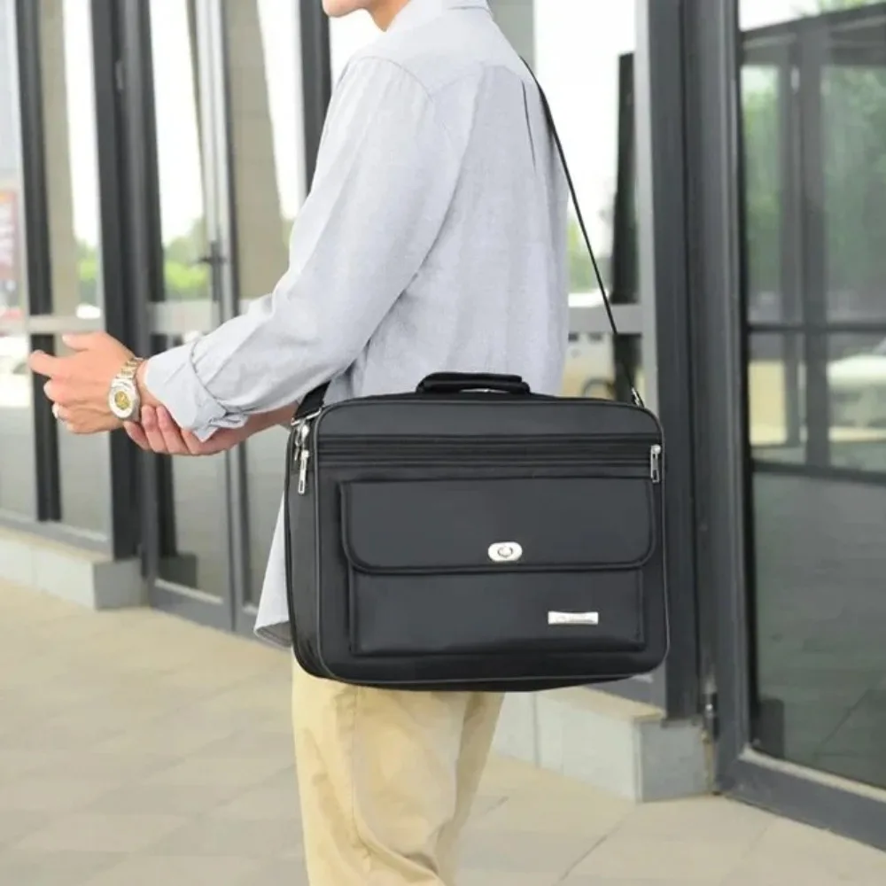 

Handheld Men Briefcase Black Oxford Cloth Laptop Storage Diagonal Bag Single Shoulder Large Capacity Document Organize Male