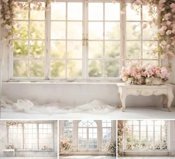 Mehofond Photography Backdrop Spring Window Flower For Bridal Shower Princess Birthday Party Maternity Background Photo Studio