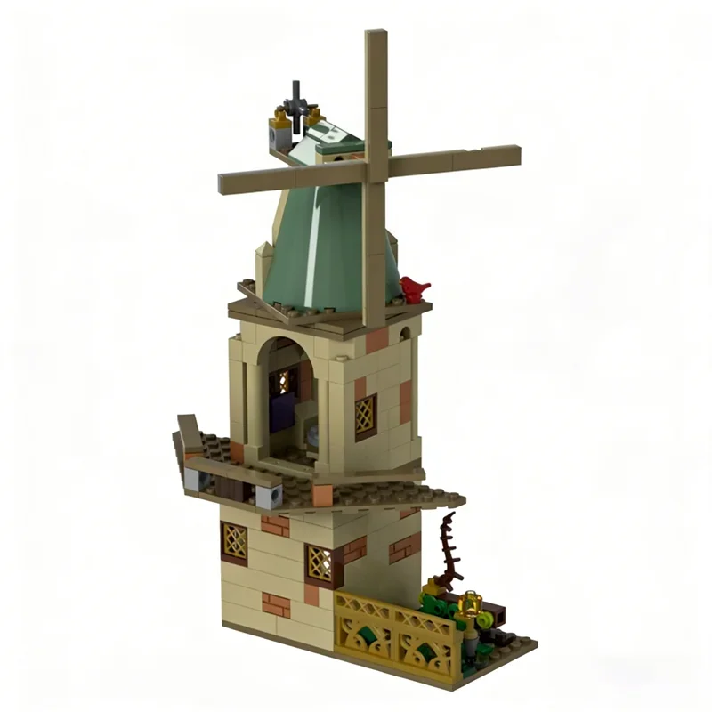 214pcs MOC Harry Green Windmill Hogwarts Model Building Blocks Construction DIY Christmas Gifts Creative Education Toy Idea