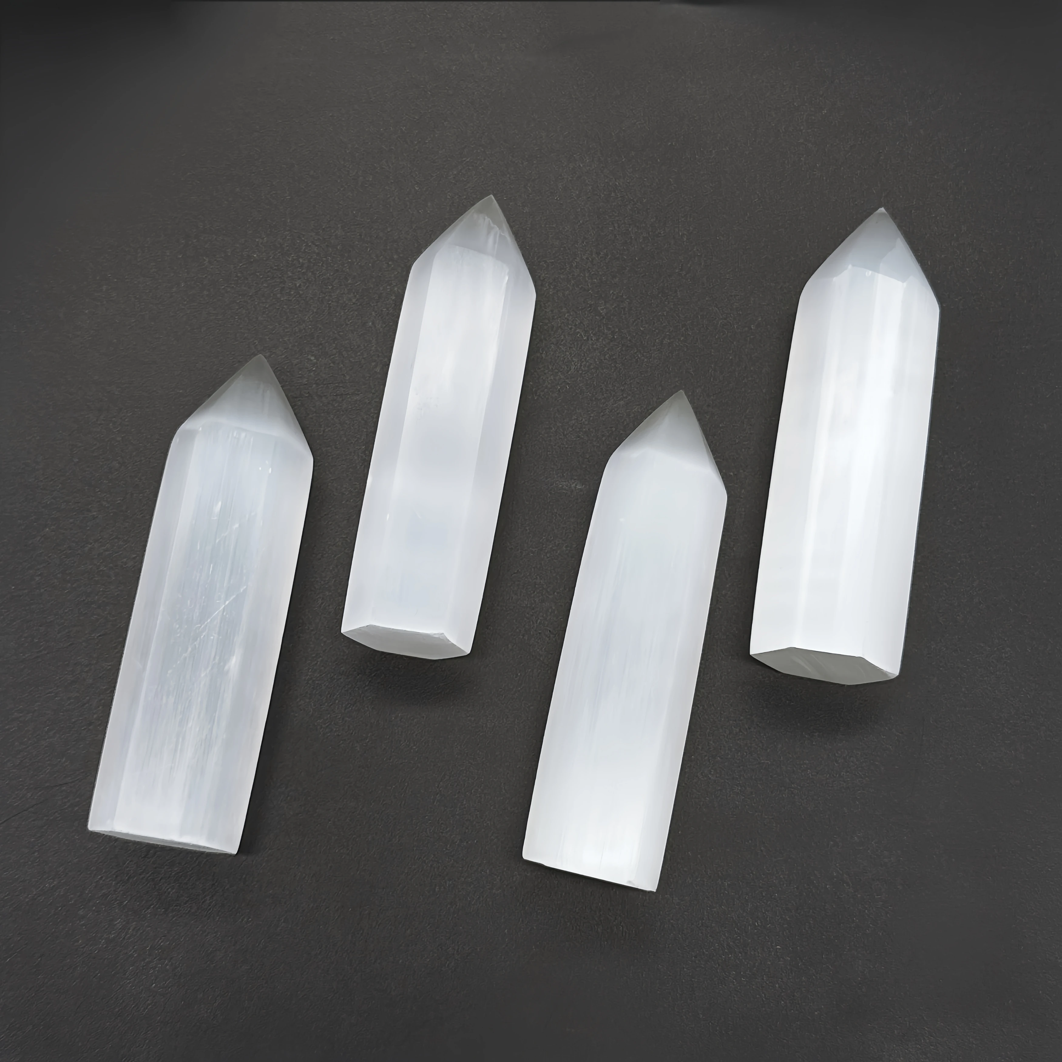 

80-90mm Natural Selenite Tower Crystal Stone Quartz Point Reiki Healing Hexagonal Prisms Obelisk Wand Chakra Home Decoration