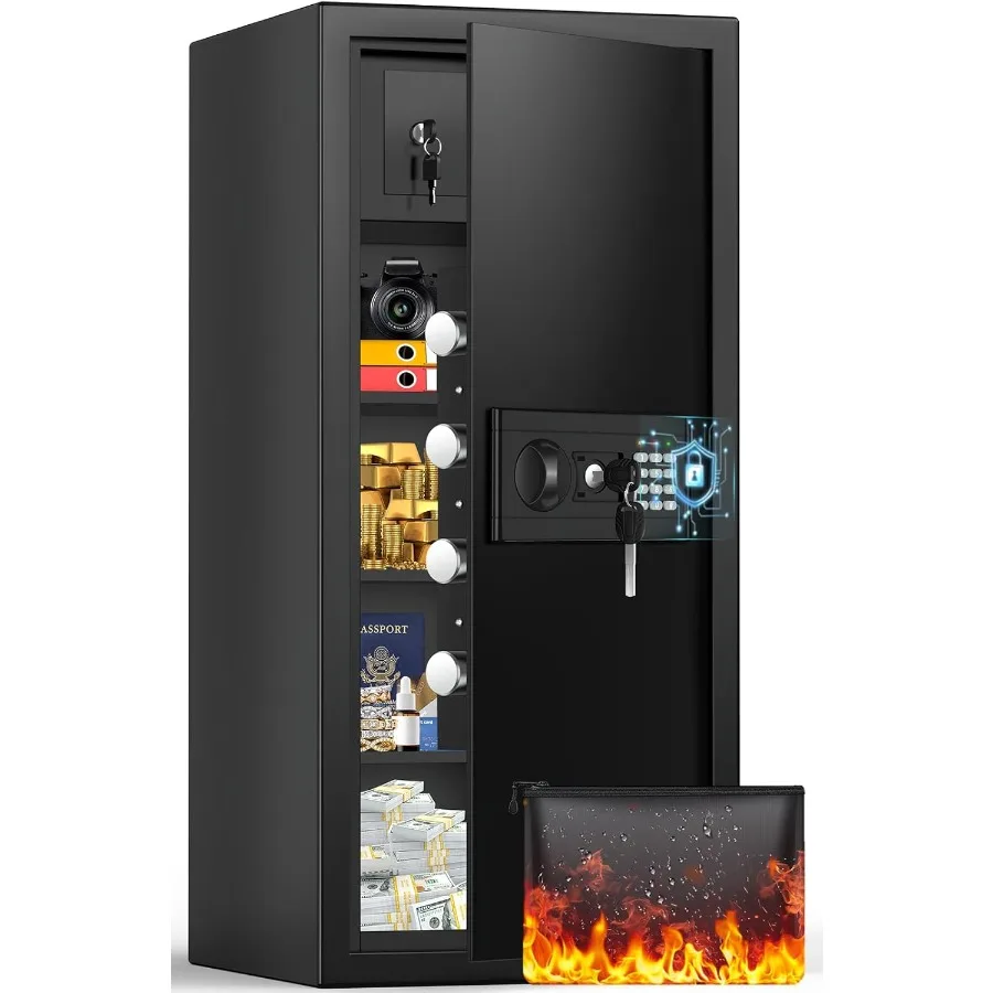 

8.9 Cuft Large Fireproof Safe Box for Home Security with Fireproof Waterproof Bag Digital Keypad Lock 3 Removable Shelves Silen