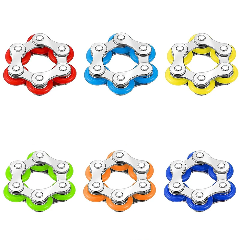 2PCS Flippy Roller Chain Fidget Speelgoed Vinger Spinner Ringen Kalmerende Stress Angst ADHD Autisme Cool Gadgets Voor Volwassenen Kinderen