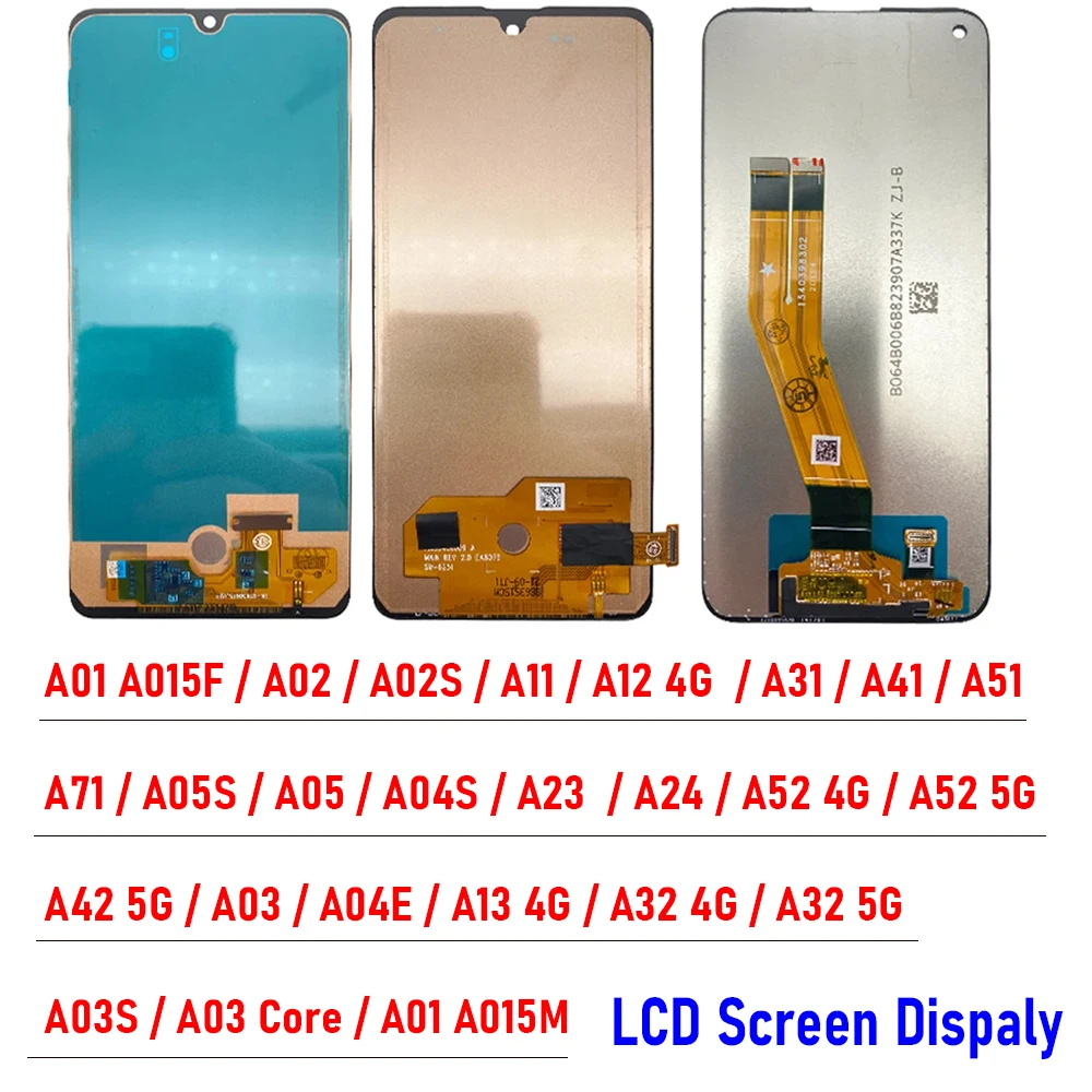 For Samsung A01 A02 A02S A11 A12 4G A31 A51 A71 A05S A05 A04S A23 LCD Display Touch Screen Digitizer Screen Replacement NO Frame