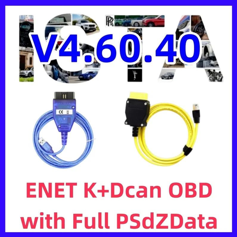 Latest ISTA 4.60.40 Car Diagnostic Software ICOM ENET K+Dcan OBD Cable with Full ISTA4.60.40 PSdZData
