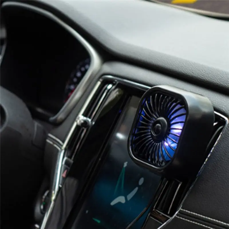 A13F-Car Air Conditioner Air Outlet Fan Gradient Colorful Ambient Light Fans For Car Air Outlet Mini Fans