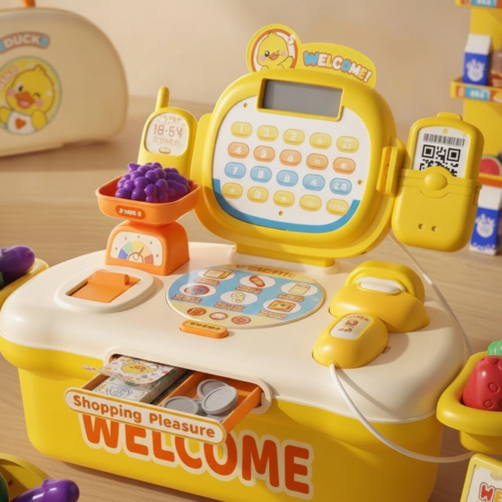Currency Register Toy with Scanner Learning Toy Currency Register Realistic Compact for Children, Playroom, Classroom