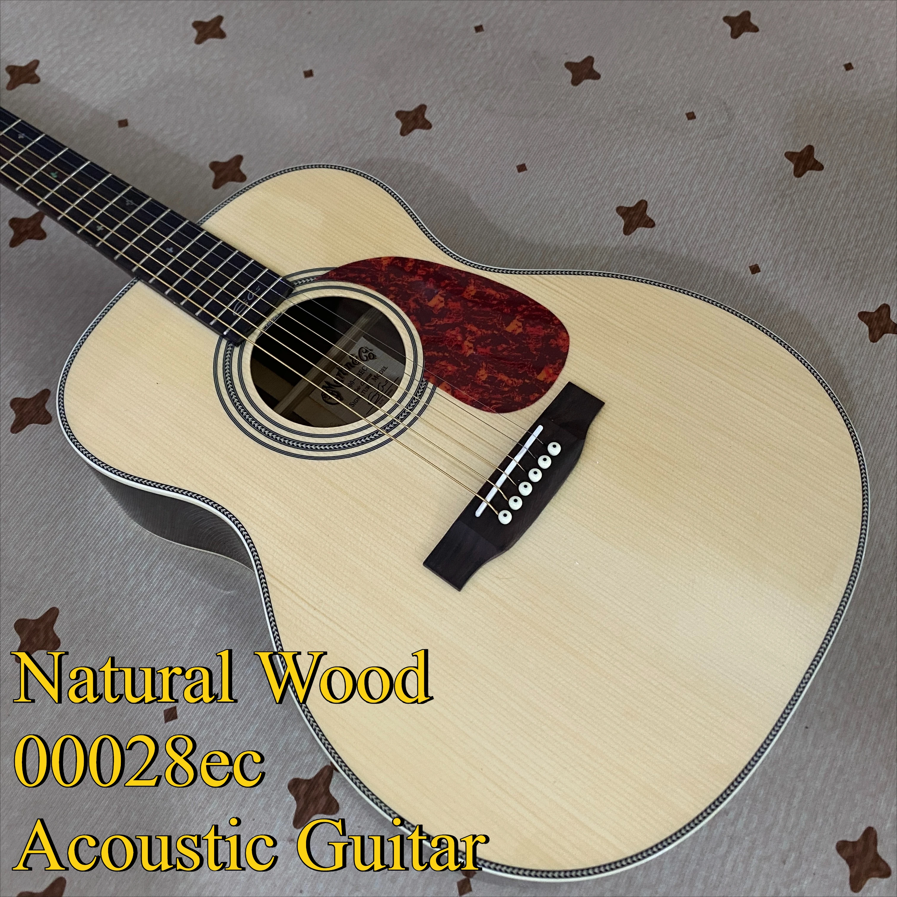 Natural Wood  00028ec Acoustic Guitar 39 Inch EC Tail Signature Fish Bone Edging Folk Singing, American Finger Playing Hot Sale