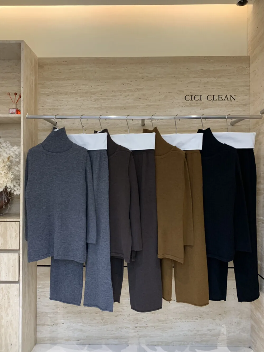 BJTZ ملابس نسائية أنيقة محبوكة ثلاث مجموعات لخريف وشتاء 2025 موضة جديدة بلون سادة ملابس نسائية متماسكة #4