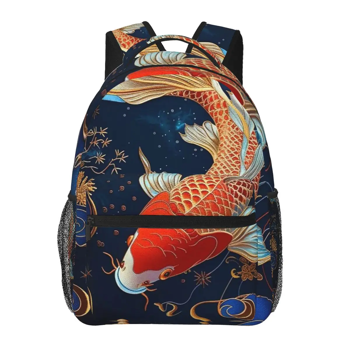 Vibrant Koi Fish Design Student Backpack School Bag Hiking Travel Daypack for Boys Girls Fashion Bookbag Shoulder Bags