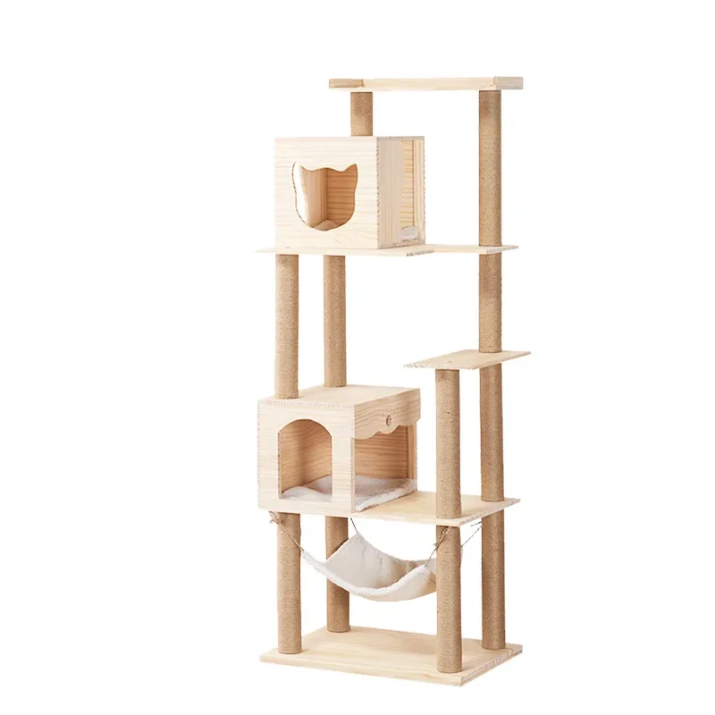 

Solid wood cats climbing frame, luxury integrated cats shelf does not occupy the space capsule cat litter cat supplies