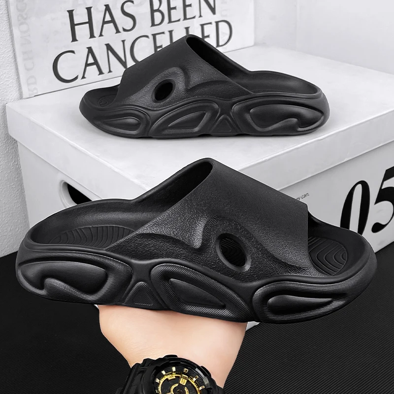 

High rebound men sport slippers elastic midsole, buffer impact, non-slip slides for sports rest and daily use