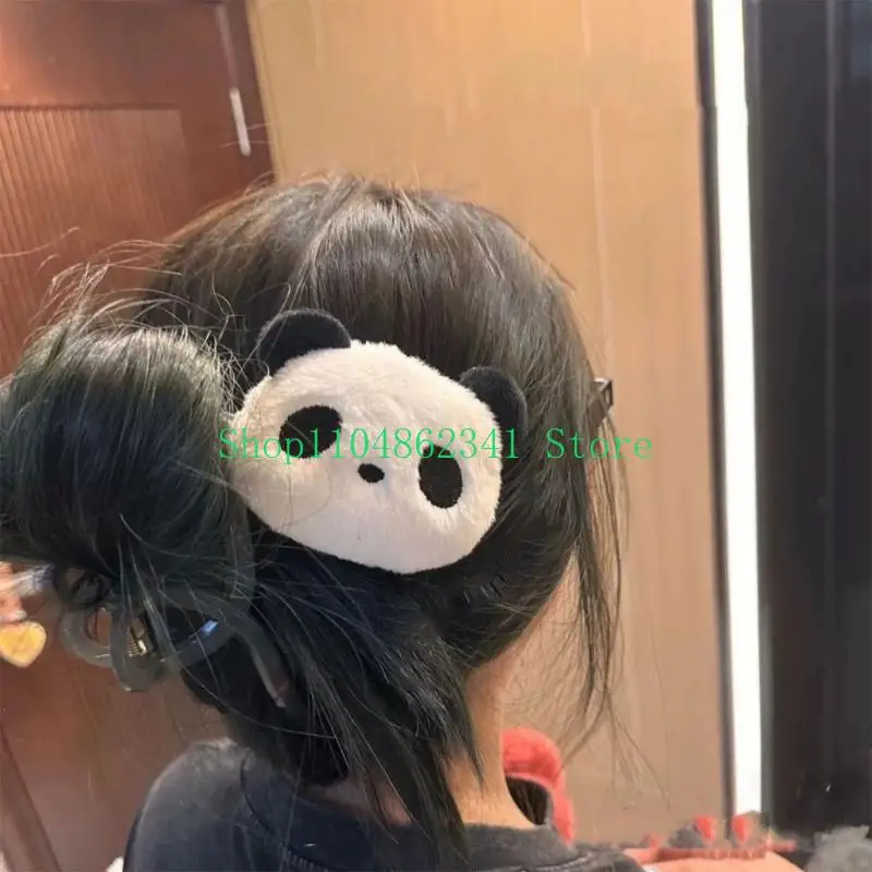 

5asd Fashion Panda Hairpin Soft Comfortable Hairclip Delicate Handmade Hairpin for Halloween Holiday Party