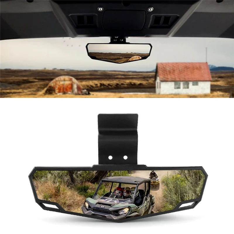 UTV Center Rear View Mirror, Convex Rearview Mirror For Polaris Ranger 570 900 1000 Crew/Can Am Defender 2015-2025-ABQA