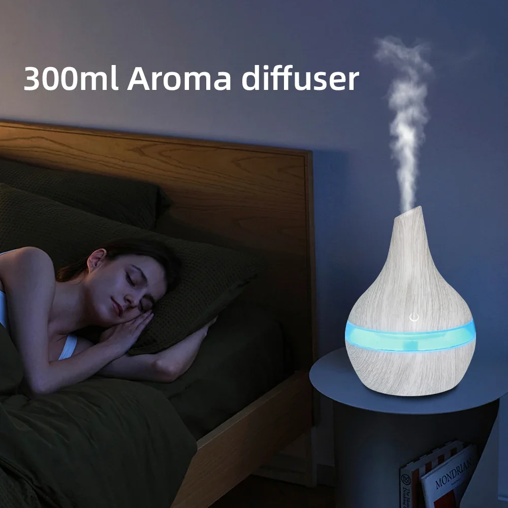 مرطب USB صغير مع الزيوت العطرية، موزع محمول 300 مل للسفر والمكتب وغرفة النوم والغرف الصغيرة رذاذ بارد وتشغيل هادئ