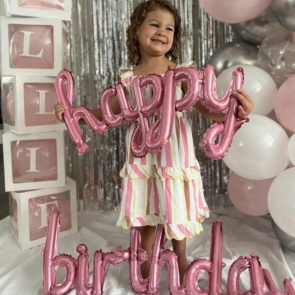 2 قطعة/الحزمة بالونات عيد ميلاد سعيد باللون الأسود والوردي من رقائق الألومنيوم لتزيين الحفلات وإكسسوارات منزلية ذاتية الصنع لاحتفالات أعياد الميلاد