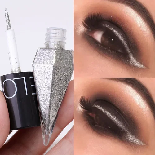 Delineador de ojos nacarado, sombra de ojos líquida con brillo de diamante, lentejuelas plateadas, oro rosa, delineador de ojos suave, maquillaje de pigmento de gusano de seda tumbado