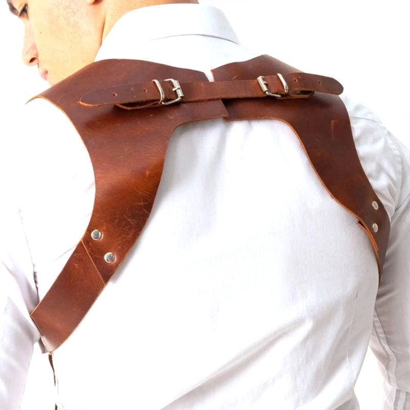 Suspenders for Men, Faux Leathers Shoulder Harness , Chest Muscle Belts Synthetic PU Leathers,2 Snaps Dropsale