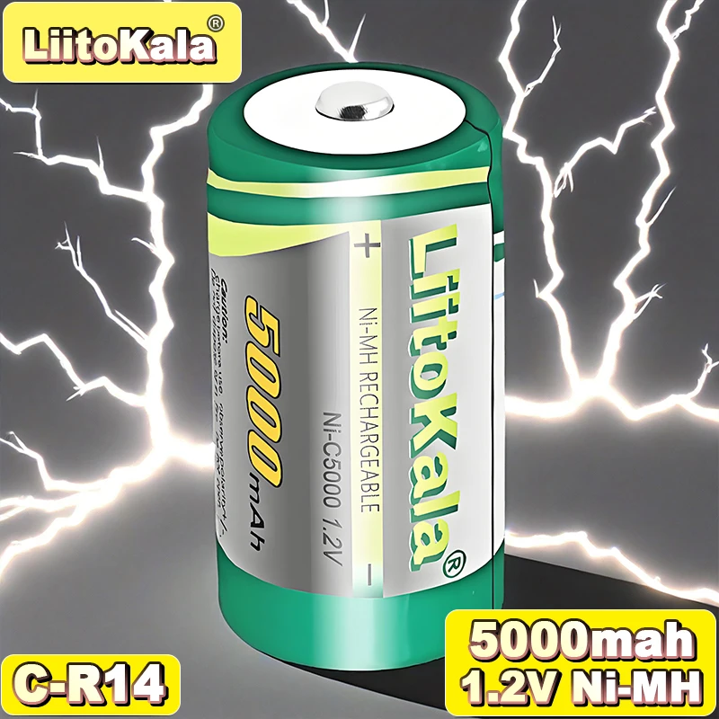 

LittoKala 5000mAh Ni-C5000 Rechargeable Battery 1000 Cycles for High-Drain Applications - CR14 Size