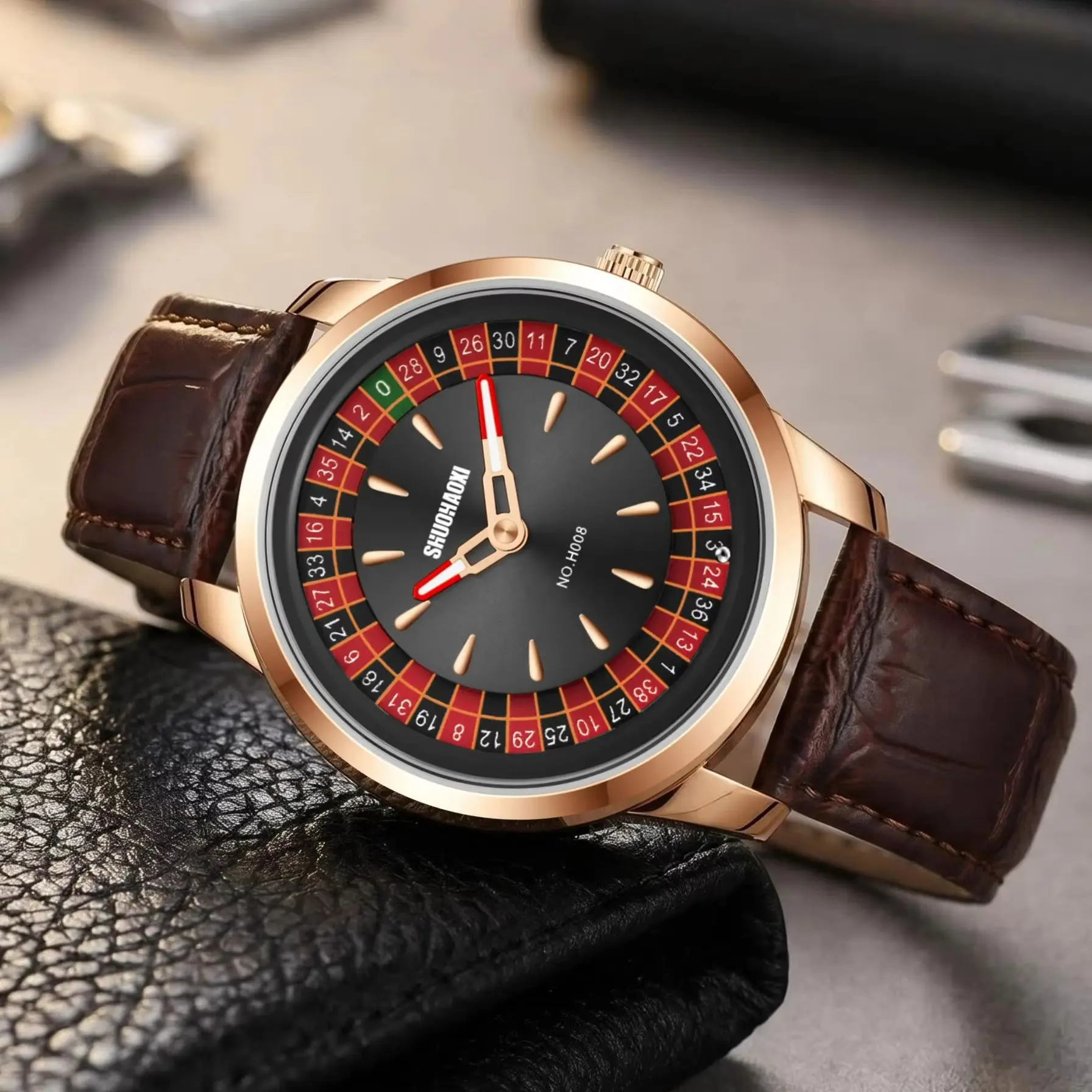 

New European-Style Roulette Poker Game Design Fashionable Quartz Watch