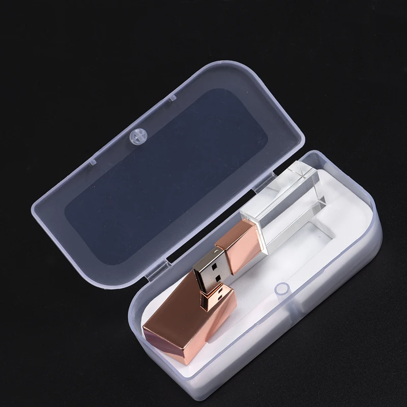 شعار مجاني كريستال هدية صندوق محرك فلاش USB 128 جيجابايت الفضة القلم محركات 64 جيجابايت الذهب ذاكرة عصا 32 جيجابايت 16 جيجابايت 8 جيجابايت 4 جيجابايت U القرص الإبداعية هدية